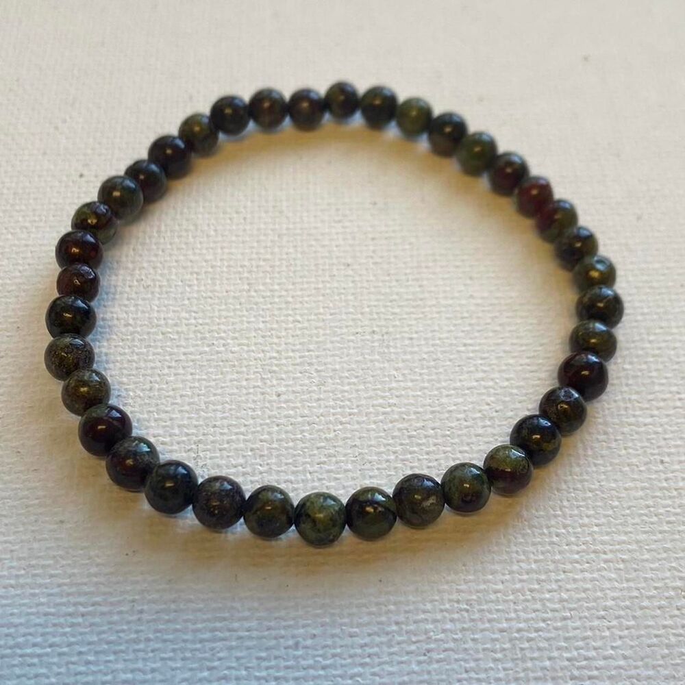Handmade Dragon Blood Jasper Crystal Bead Bracelet